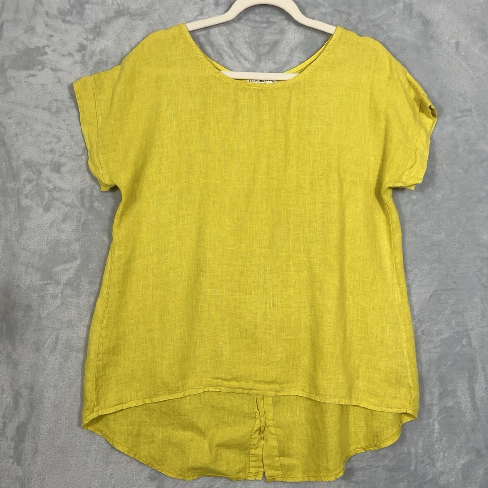 Terzo Millennio 100% Linen Tunic Top S Lagenlook Coastal Minimal Italy Made